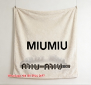 Miumiu Cream Yellow Black Logo Flannel Sofa Throw Blanket – Printed Brooch Design IMG_0566